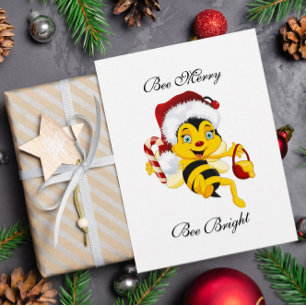 Bee Merry kerstCartoon Briefkaart