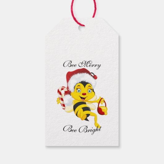 Bee Merry kerstCartoon Cadeaulabel (Achterkant)