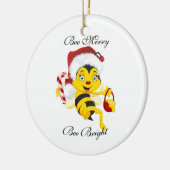 Bee Merry kerstCartoon Keramisch Ornament (Links)