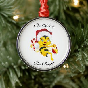 Bee Merry kerstCartoon Metalen Ornament