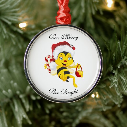 Bee Merry kerstCartoon Metalen Ornament (Boom)