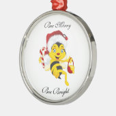 Bee Merry kerstCartoon Metalen Ornament (Links)