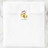 Bee Merry kerstCartoon Ronde Sticker (Tas)