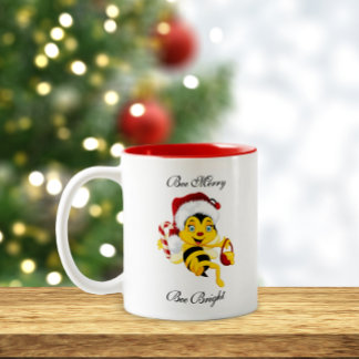Bee Merry kerstCartoon Tweekleurige Koffiemok