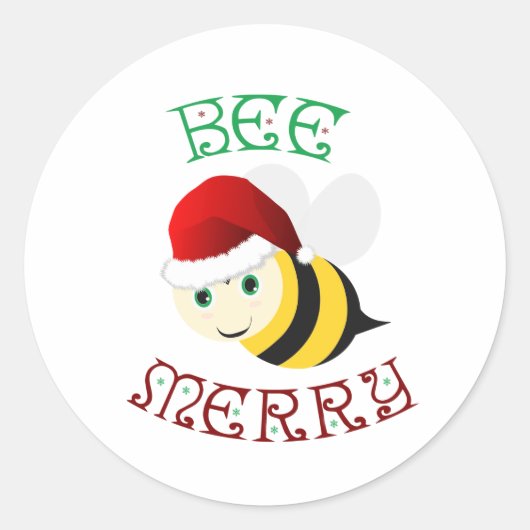 Bee Merry Ronde Sticker (Voorkant)