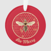 Bee Merry Royal Bee en Honeycomb op rood Ornament (voorkant)