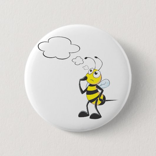 Bee met denkbubbels denken ronde button 5,7 cm (Voorkant)