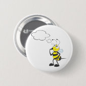 Bee met denkbubbels denken ronde button 5,7 cm (Voorkant /achterkant)