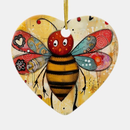 Bee mijn Valentijn harten Keramisch Ornament (Voorkant)