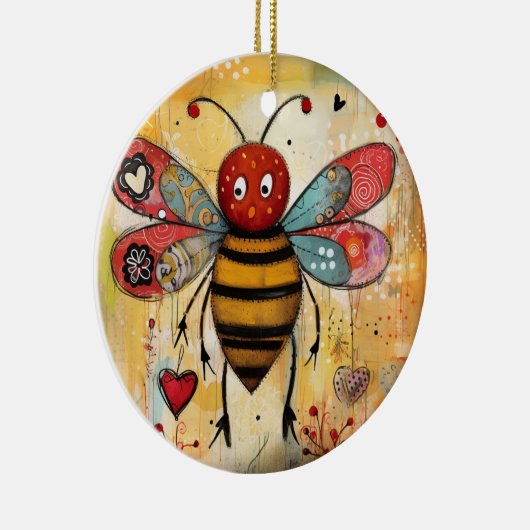 Bee mijn Valentijn harten Keramisch Ornament (Rechts)