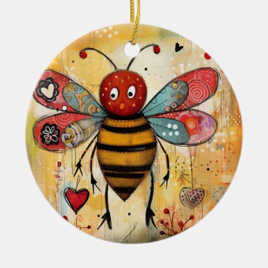 Bee mijn Valentijn harten Keramisch Ornament (Voorkant)