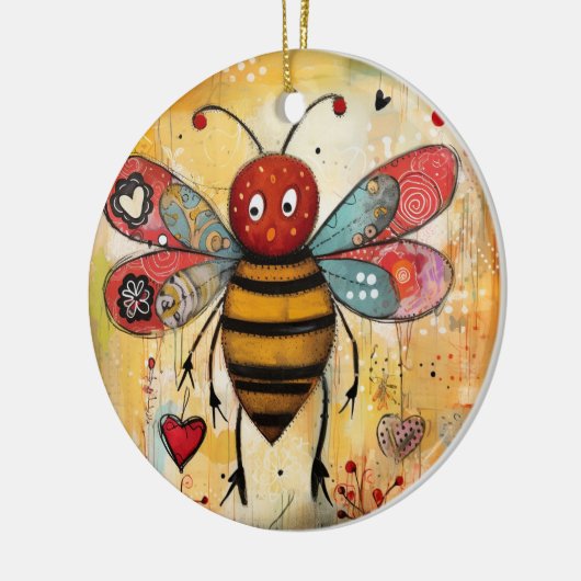 Bee mijn Valentijn harten Keramisch Ornament (Links)