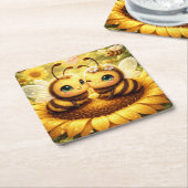 BEE Mijne Zonnebloem Kartonnen Onderzetters (Schuin)