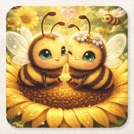 BEE Mijne Zonnebloem Kartonnen Onderzetters (Voorkant)