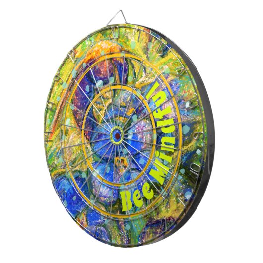 Bee Mindful & Vergeet-me-niet bloemen Dartbord (Voorkant Rechts)