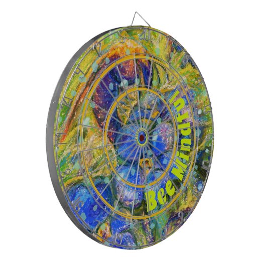 Bee Mindful & Vergeet-me-niet bloemen Dartbord (Voorkant Links)