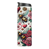 Bee Mine Bumblebee Hearts Valentijnsdag Thermosbeker (Geroteerd rechts)
