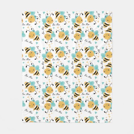 Bee Mine Bumblebeenpatroon Fleece Deken (Voorkant)