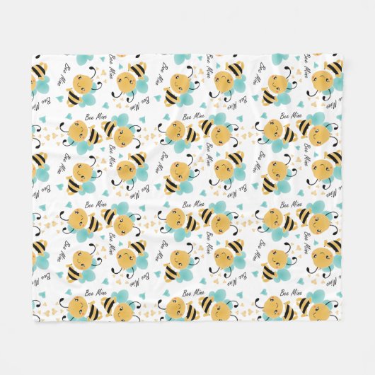 Bee Mine Bumblebeenpatroon Fleece Deken (Voorkant (Horizontaal))