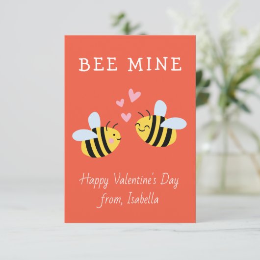 BEE MINE Classroom valentijn Red Note Card Bedankkaart (Staand voorkant)