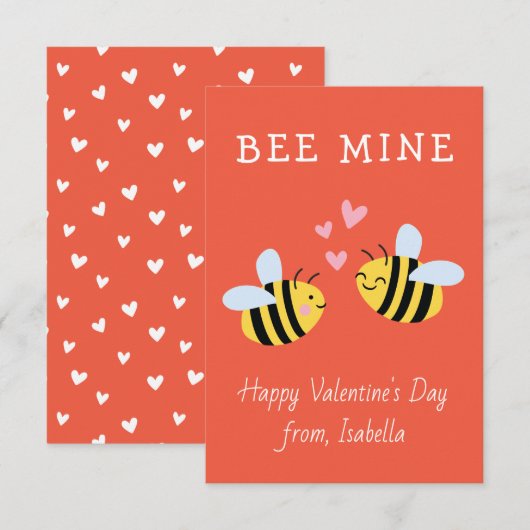 BEE MINE Classroom valentijn Red Note Card Bedankkaart (Voorkant / Achterkant)