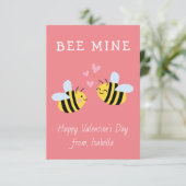 BEE MINE Classroom valentijn Roze notitiekaart (Staand voorkant)