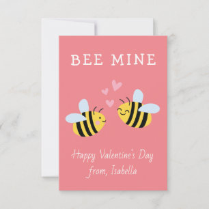 BEE MINE Classroom valentijn Roze notitiekaart