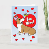 Bee Mine Corgi Valentijnsdag Kaart (Voorkant)