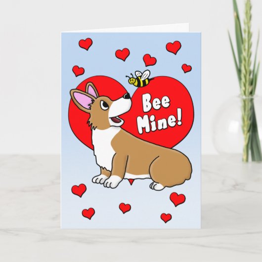 Bee Mine Corgi Valentijnsdag Kaart (Voorkant)