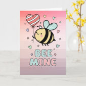 Bee Mine! Cute Bee Valentines Day Greeting Kaart (Gele Bloem)