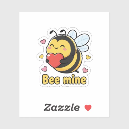 Bee Mine Cute Chubby Bumblebee Valentine Pun  Sticker (Vel)