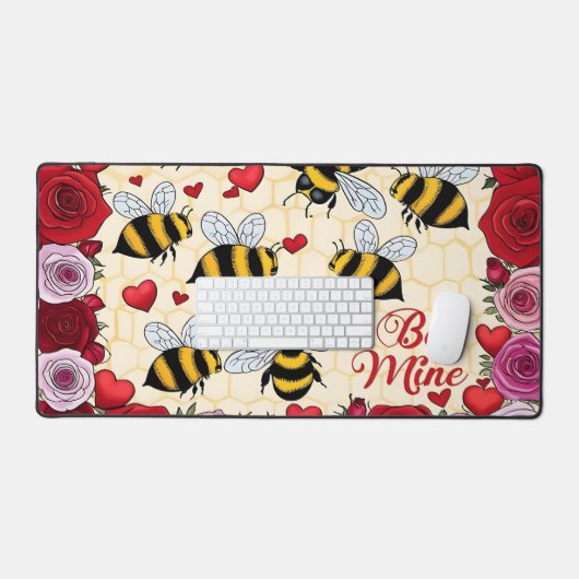 Bee Mine Floral Love Lijst Bureaumat (Keyboard & Muis)