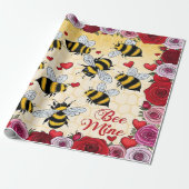 Bee Mine Floral Love Lijst Cadeaupapier (Uitgerold)