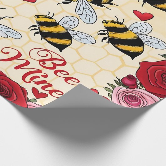 Bee Mine Floral Love Lijst Cadeaupapier (Hoek)