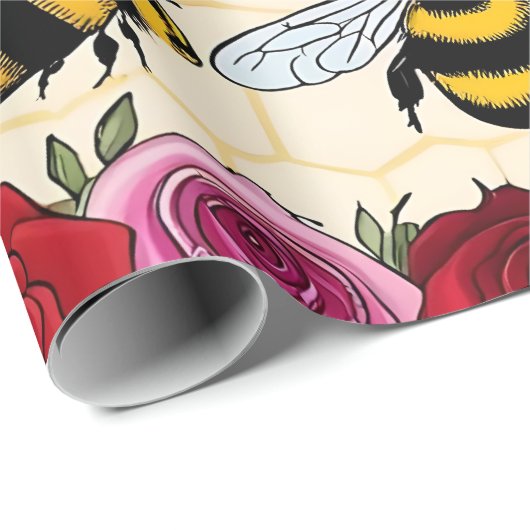 Bee Mine Floral Love Lijst Cadeaupapier (Rol Hoek)