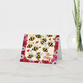 Bee Mine Floral Love Lijst Feestdagen Kaart
