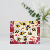 Bee Mine Floral Love Lijst Feestdagenkaart (Staand voorkant)