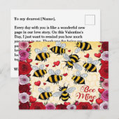 Bee Mine Floral Love Lijst Feestdagenkaart (Voorkant / Achterkant)