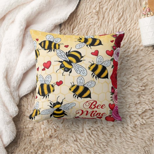 Bee Mine Floral Love Lijst Kussen (Deken)