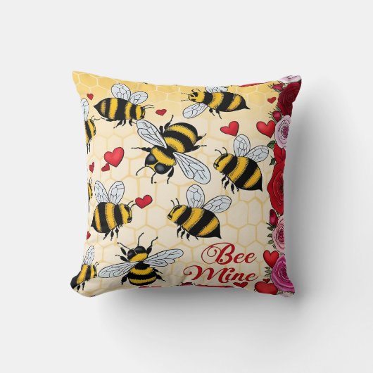 Bee Mine Floral Love Lijst Kussen (Voorkant)
