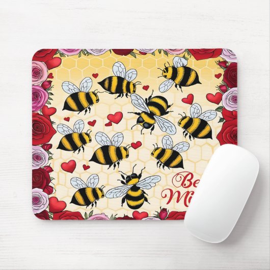 Bee Mine Floral Love Lijst Muismat (Met muis)