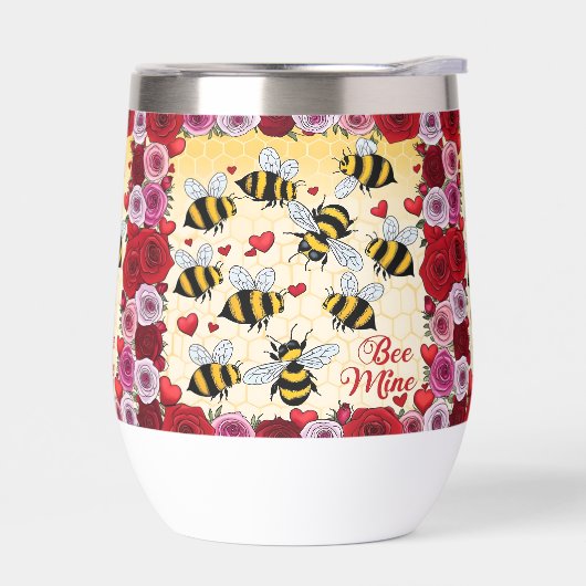 Bee Mine Floral Love Lijst Stemless Wine Tumbler (Links)