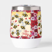 Bee Mine Floral Love Lijst Stemless Wine Tumbler (Voorkant)