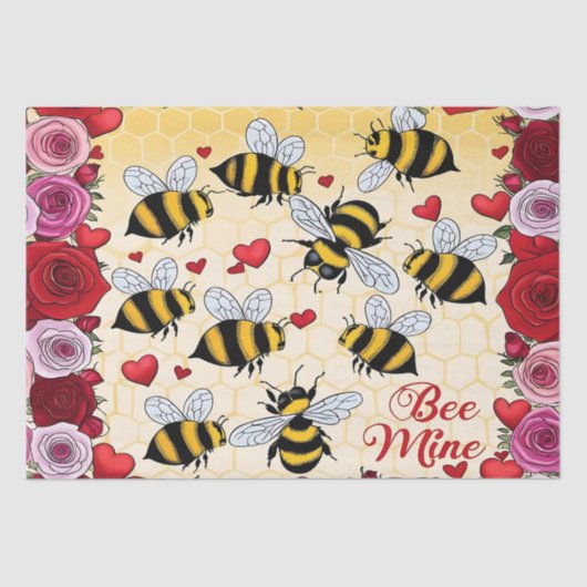 Bee Mine Floral Love Lijst Tissuepapier (Voorkant)