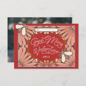 Bee Mine Flowers Roze Rode Klaslokaal Valentijn Ka Kaart (Voorkant / Achterkant)