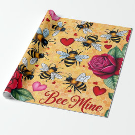 Bee Mine Golden Honey Love Cadeaupapier