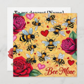 Bee Mine Golden Honey Love Flat Holiday Kaart (Voorkant / Achterkant)