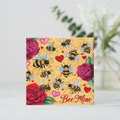 Bee Mine Golden Honey Love Flat Holiday Kaart (Staand voorkant)