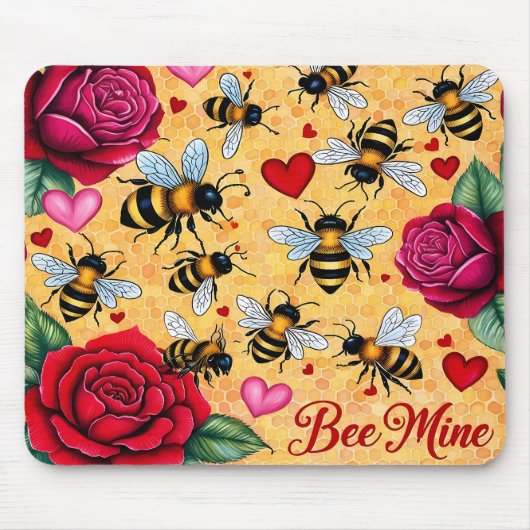 Bee Mine Golden Honey Love Muismat (Voorkant)