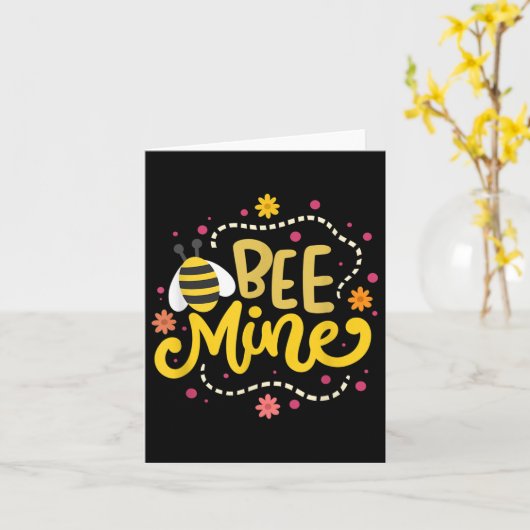 Bee Mine - Happy Valentines Day Quotes Kaart (Gele Bloem)